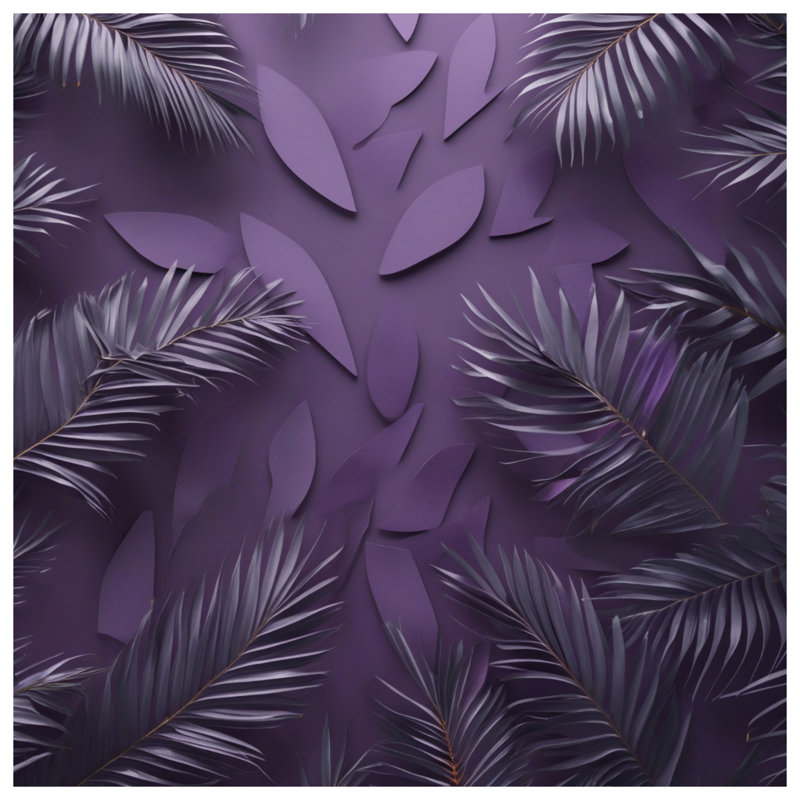 Édredon mauve à motif de feuilles de palmier, Très grand lit