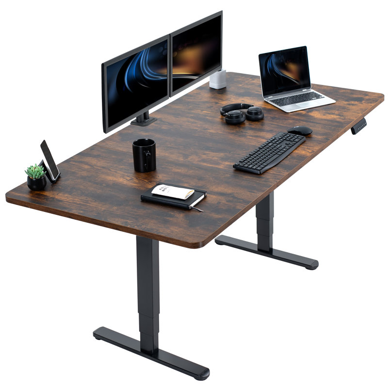 71" x 36" Electric Desk with Memory Controller DESK-KIT-2B7B-36 Series, Vintage Brown/Black