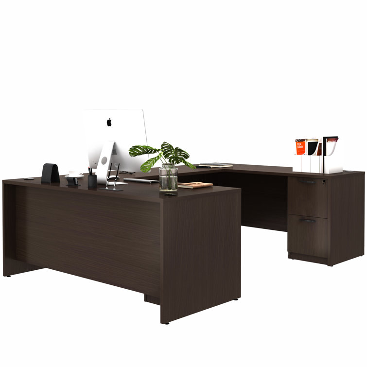 Negin 100.4'' U-shaped Desk with File Cabinets