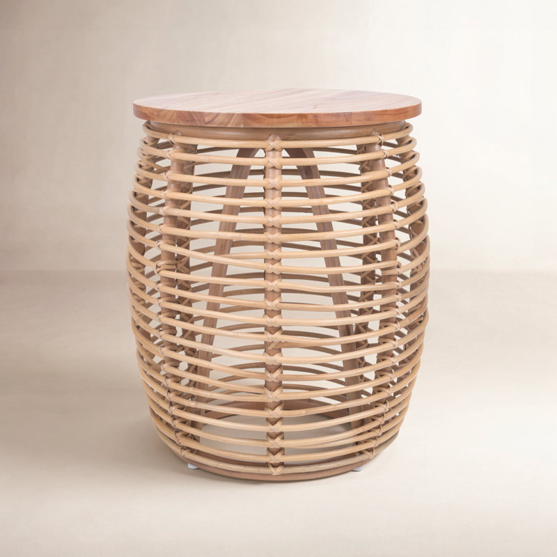 Kiyana Solid Wood Top End Table, Natural