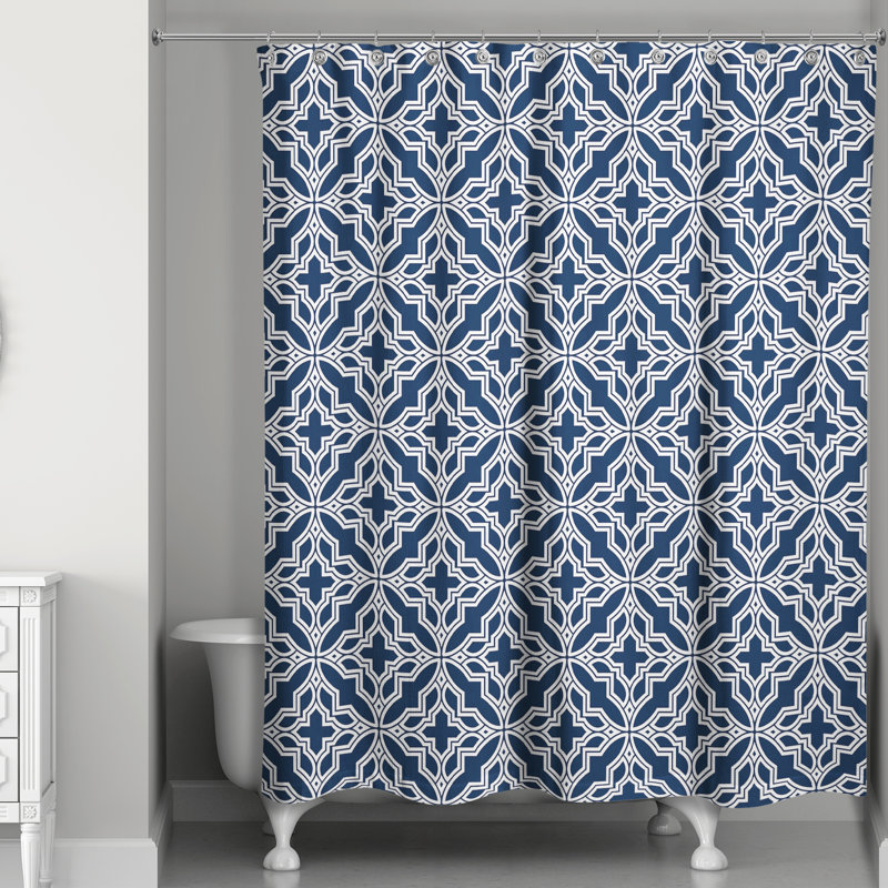Rideau de douche géométrique simple, Bleu marine
