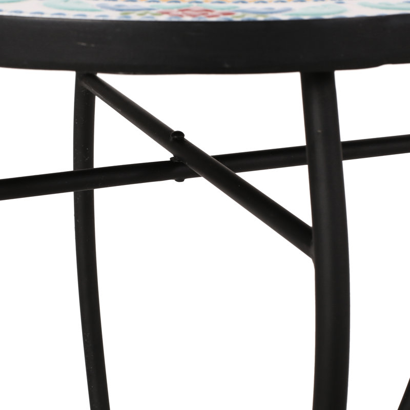 Élégante table d'appoint décorative avec magnifique mosaïque et cadre en fer, 14 po x 21,25 po, jaune rouge, cadre de décoration en métal à assembler, 14 po x 14 po x 21,25 po, + carreaux de céramique rouge, requis