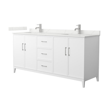 Meuble-lavabo double 72 po avec plateau en quartz Elan