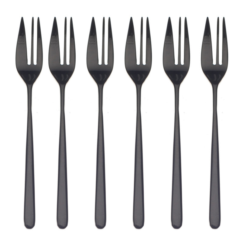 Linea Cake Forks Set - 6 Pieces - Black Gold, Black Gold