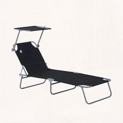 Folding Chaise Lounge with Adjustable Awning
