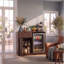Buffet 39,4 "avec espace pour réfrigérateur, buffet cannelé avec support en verre pour la cuisine du salon-133406961