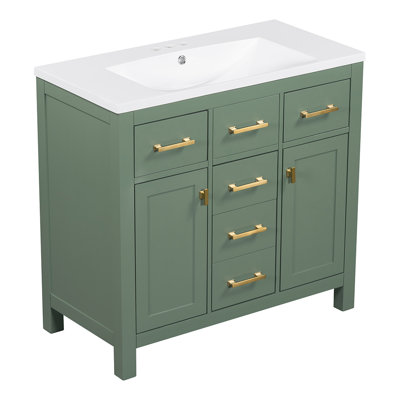 Meuble-lavabo simple 36,01 po avec comptoir en bois manufacturé Maradith