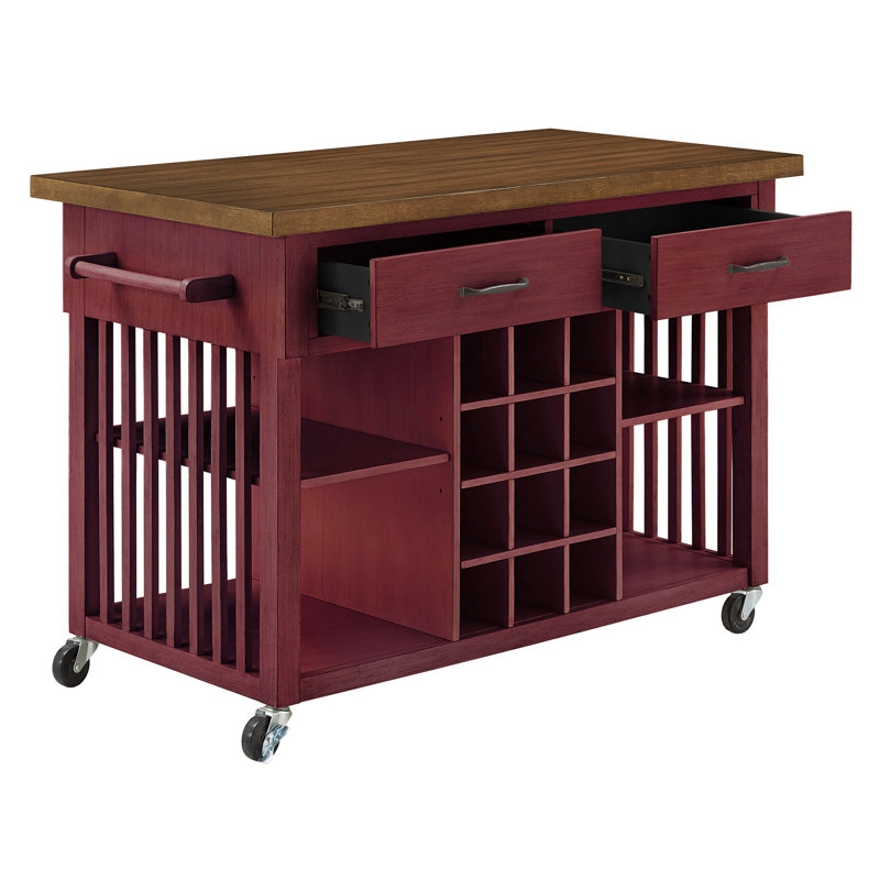 Sariyah Wood Kitchen Cart, Antique Berry