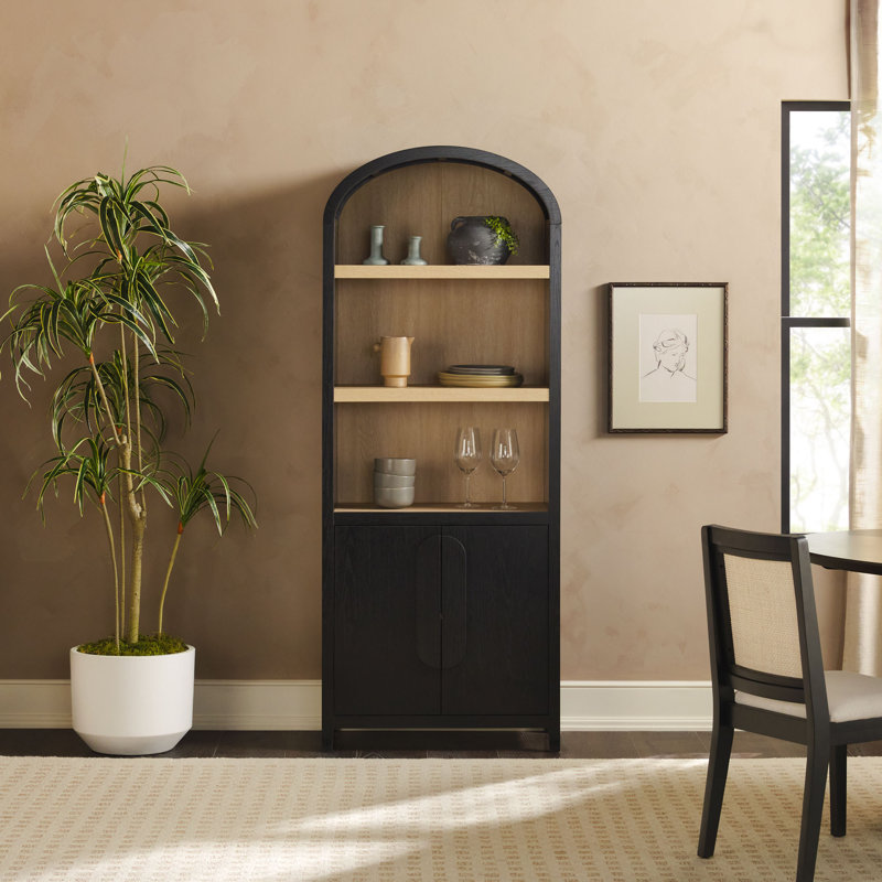 Red Barrel Studio® Sitarski Modern Arched Bookcase with Statement Cabinet & Reviews | Wayfair