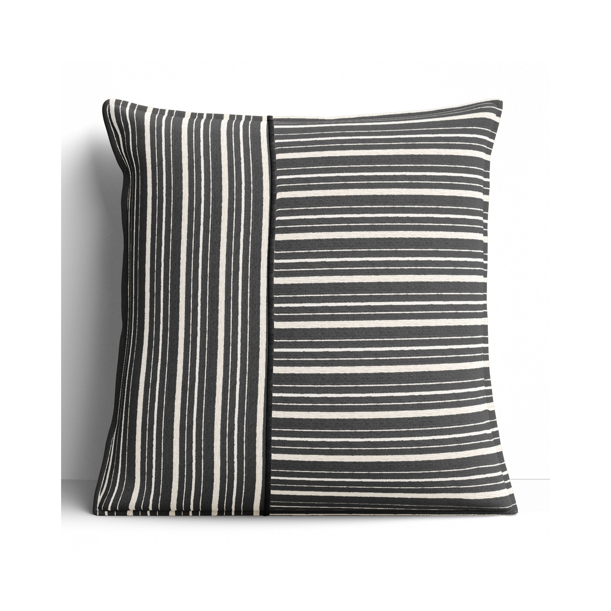 Berthe Striped Cotton Throw Pillow, Black