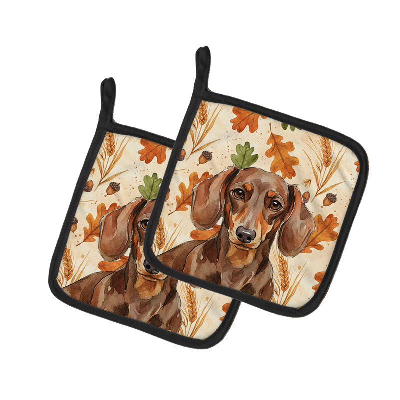 Paire de porte-casseroles chocolat et brun teckel
