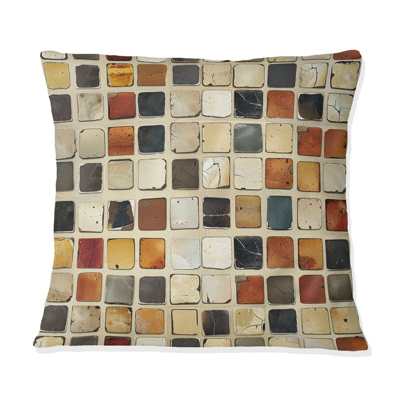 Carreaux de mosaïque beige Mid-Century - Coussin Mid-Century, H 18 po x l 18 po