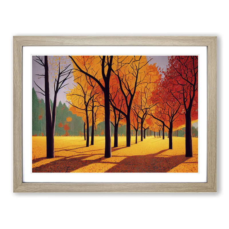 Mesmerizing Autumn Forest - Single Picture Frame Painting, 46cm H x 64cm W x 2cm D, Oak