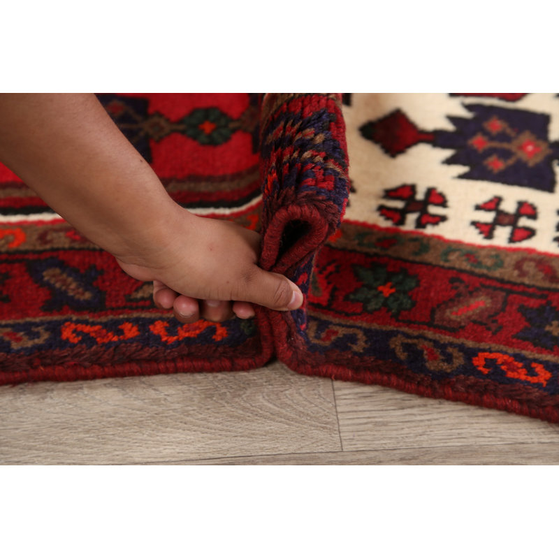 Tapis décoratif en laine noué à la main de conception unique en laine de conception unique 3 pi 2 po x 4 pi 6 po Bedriye