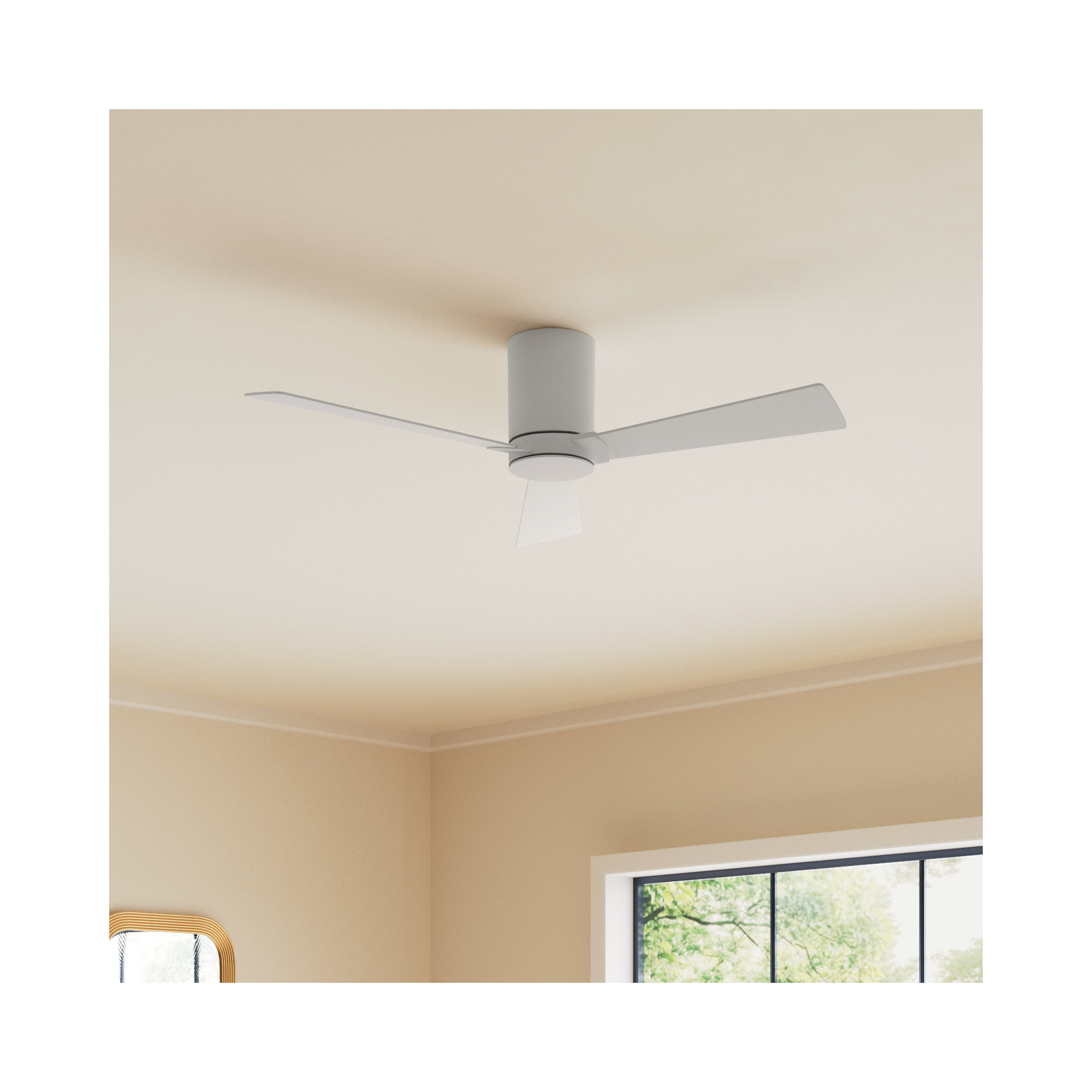 Salma 3 Blade Ceiling Fan, Matte White, Matte White, 9.3" H x 44" W