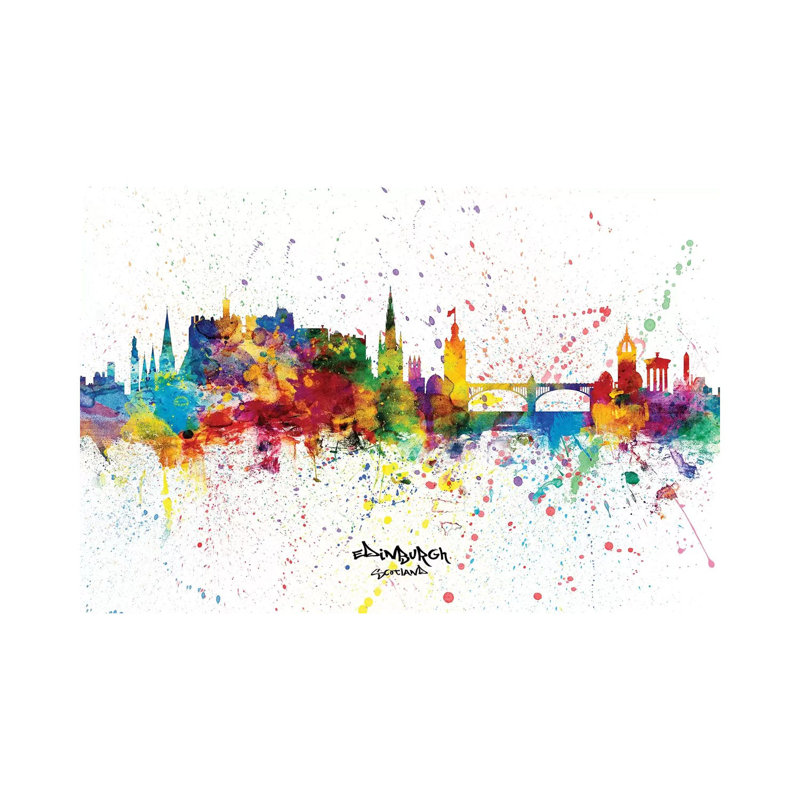 Edinburgh Scotland Skyline Splash by Michael Tompsett - Wrapped Canvas Gallery-Wrapped Canvas Giclée, 66.04cm H x 101.6cm W