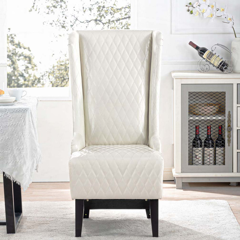 Rivah Upholstered Wingback Chair, White Faux Leather, 1 