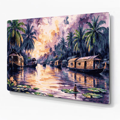 Art mural mauve avec villes, Kerala, Inde
