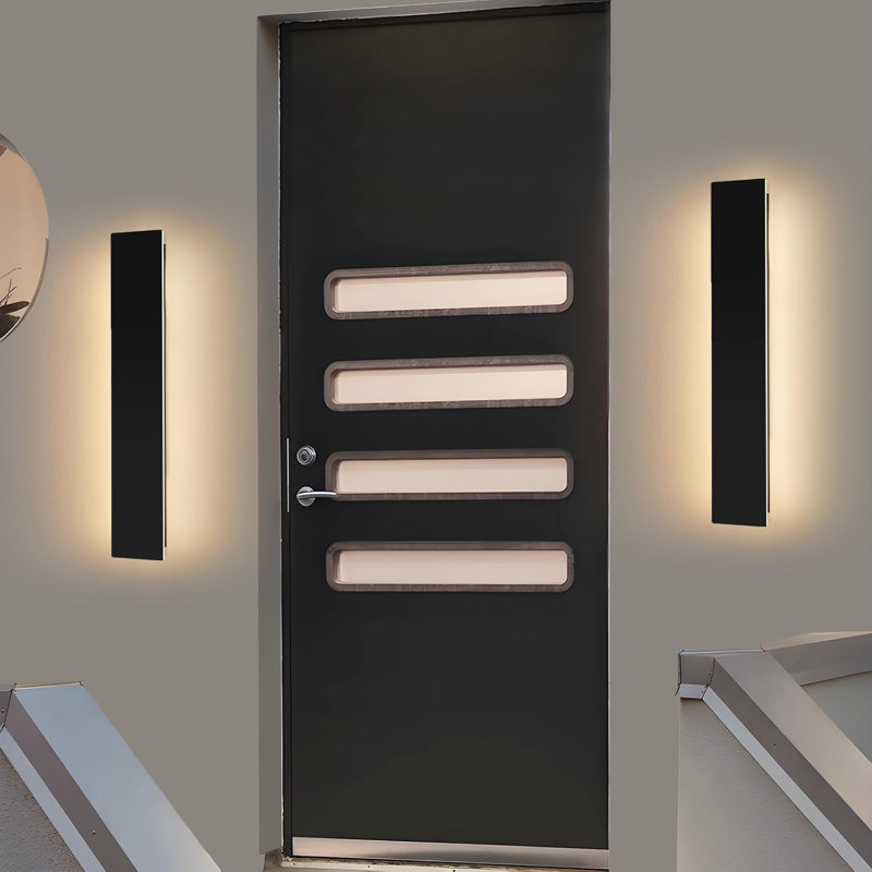 24 " Modern Black Waterproof LED Linear Outdoor Wall Sconce for Exterior Porch or Garden, 1.57" H x 24" W x 2.36" D