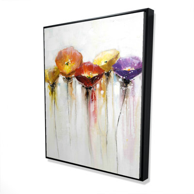 Multiple Colourful Abstract Flowers - Framed Canvas Decor