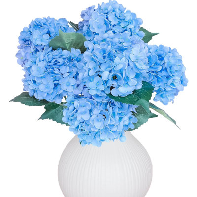 6PCS Premium  Hydrangea Artificial Flowers Bouquets Realistic Fake Hydrangea With Stems Faux Flower Arrangement For Home Wedding Party Baby Shower Table Centerpieces Decoration