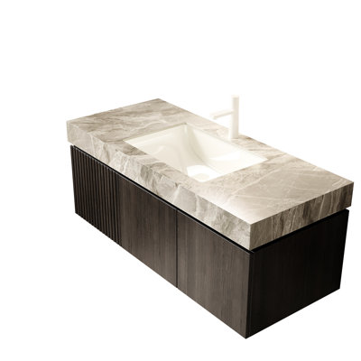 48" Plywood Cabinet With Two Doors And A Drawer, No Basin, Top, Faucet Or Sink Cover - Delicate Concave Convex Surface Coated Wood Wax Oil, 16mm Multi Layer Frame For Water Resistance, Soft Close