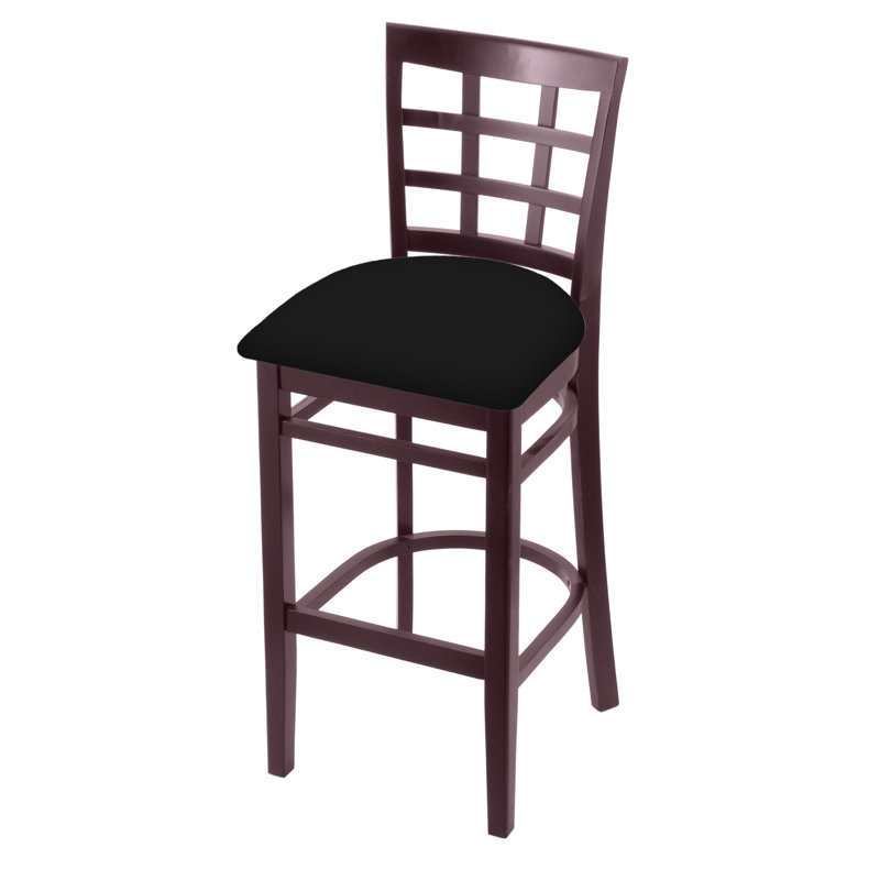 Tabouret 30 ", Cerisier foncé, Vinyle noir, Tabouret de bar (siège d'une hauteur de 30 po)