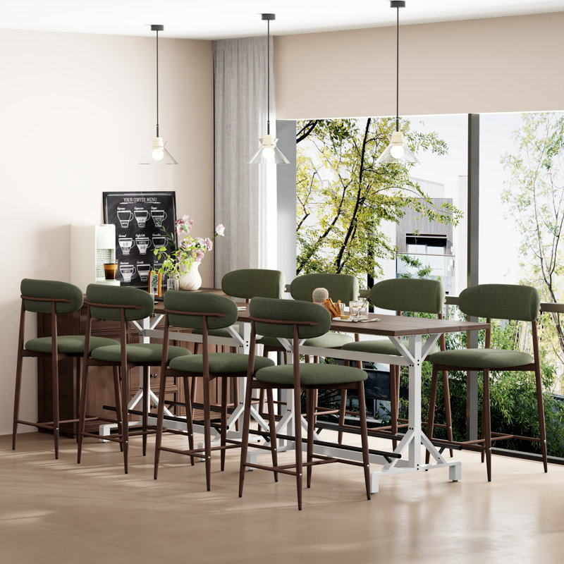 Table de bar haute industrielle de 150 cm (59 po), table de pub rectangulaire en bois avec repose-pieds en métal, Noyer