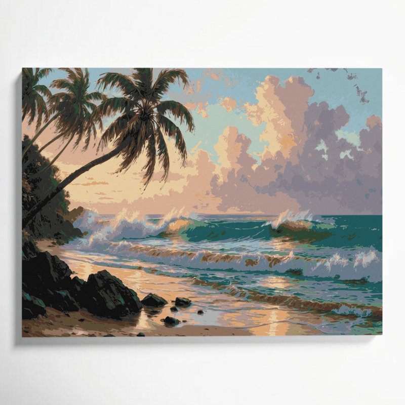 «Hawaiian Beach Scenes», art mural sur toile beige, H 11 po x l 14 po