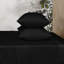 Ensemble de draps en jersey respirant 100% coton jersey | Toutes saisons, noir-101033610-101033609