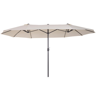 Très grand parasol d'extérieur à double face avec poignée à manivelle et bouches d'aération Outsunny pour terrasse, piscine, marché, vin rouge