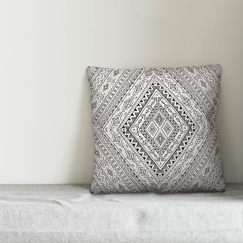 Throw Pillow, 18" x 18", White/Black Geometric 5
