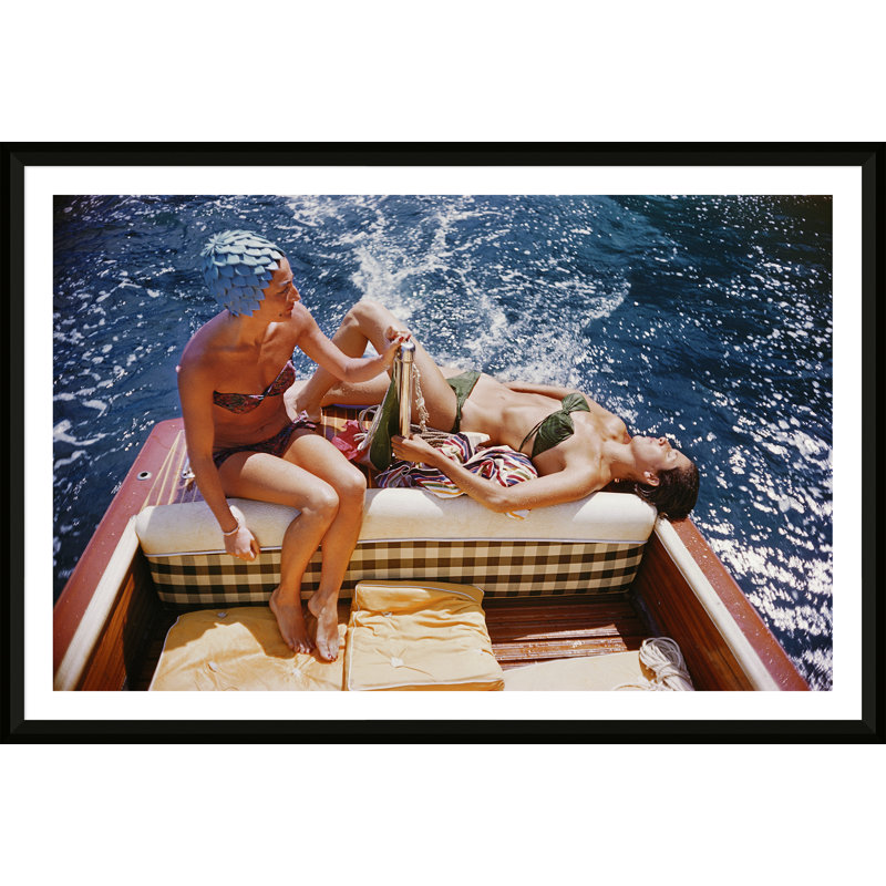 Vuccino And Rava Print by Slim Aarons, Black Framed Paper, 31.75" H x 42.75" W x 2.125" D