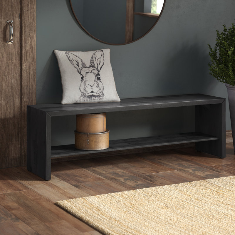 Earby Storage Bench with Lower Shelf, Gray