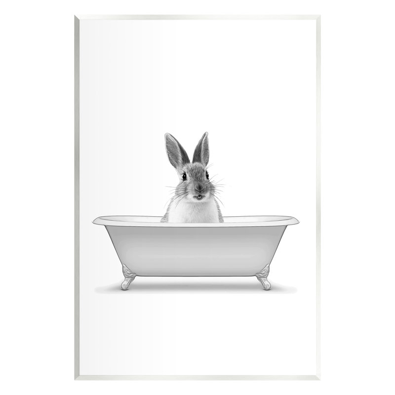 «Bunny Peeking Bathaign Pet» par Annalisa Latella, H 19 po x l 13 po x P 0,5 po, Mdf