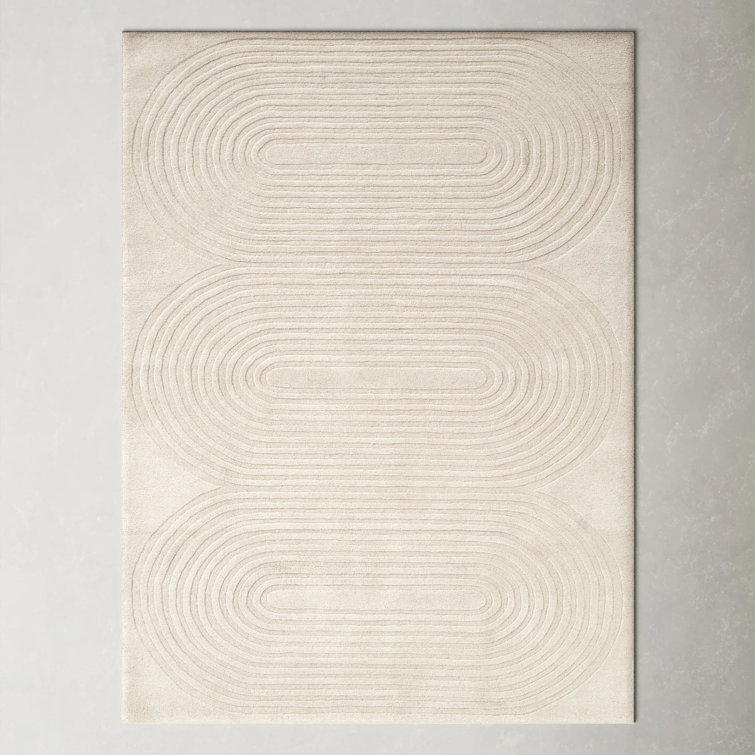 Tillie Geometric Handmade Tufted Wool Ivory Area Rug