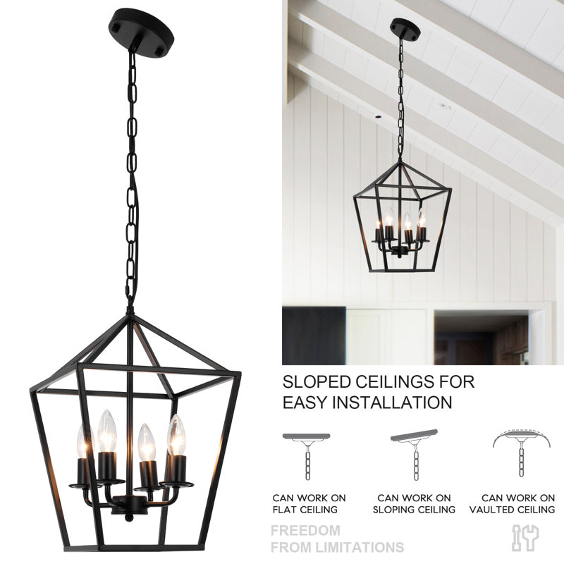 Luminaire suspendu cage à 4 lumières à intensité variable Carlon 