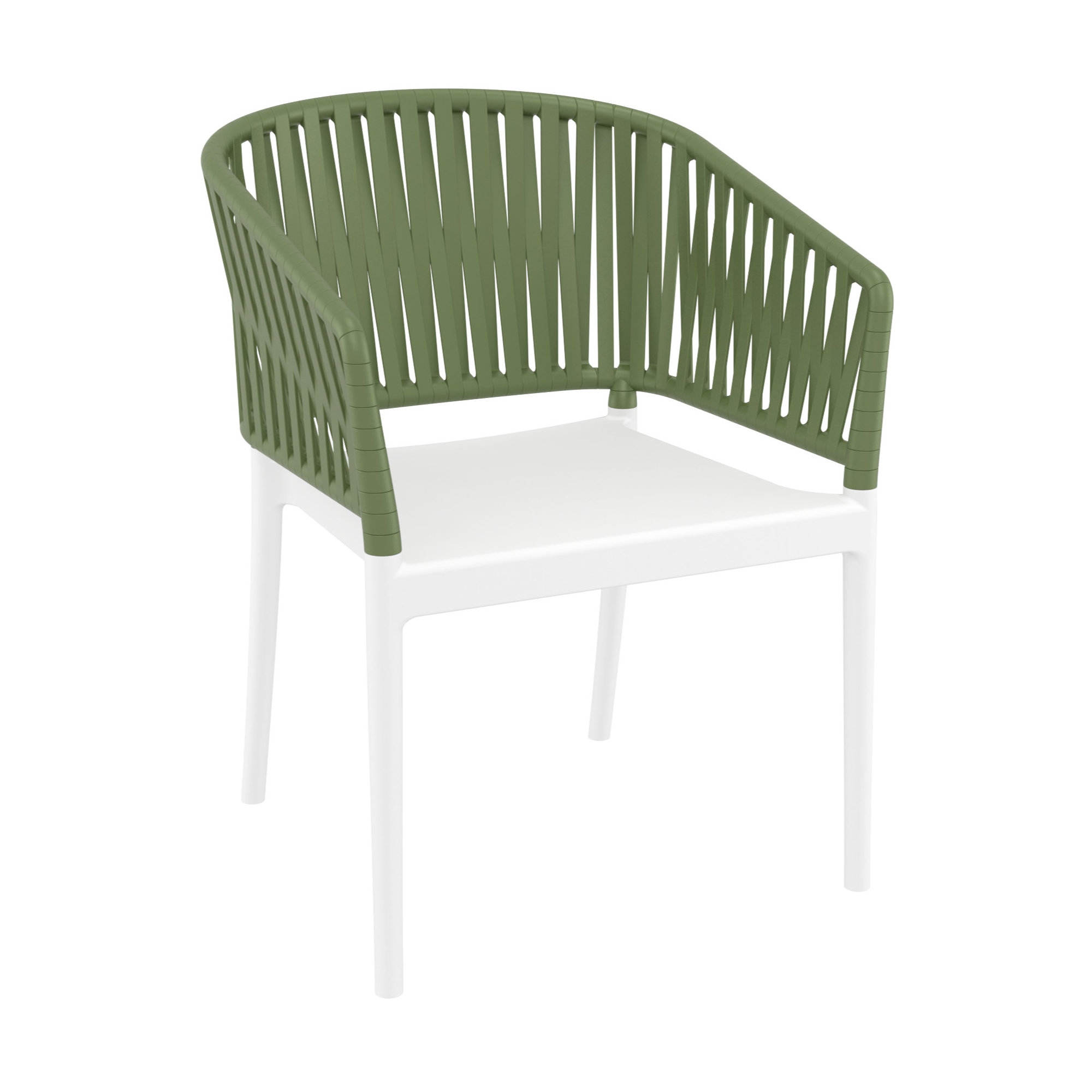 Newport Outdoor Stacking Dining Armchair, Olive Green/White