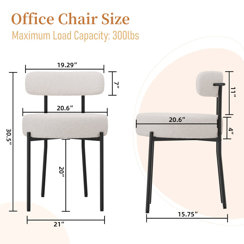 Desk Chair No Wheels Vanity Chair Makeup Chair Comfy Accent Chair for Living Dining Room Bedroom Home Office Mid Century Modern Upholstered Arm Chair Sofa Chair with metal Legs