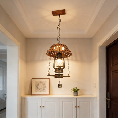 Luminaire suspendu 1 lumière de style rustique kérosène rétro