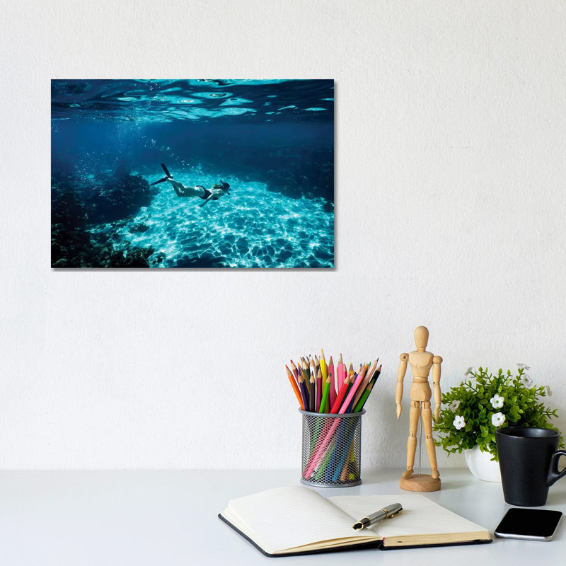 Underwater Bikini Snorkeller Clear Water by James Vodicka - Wrapped Canvas Print, 20.32cm H x 30.48cm W x 1.905cm D
