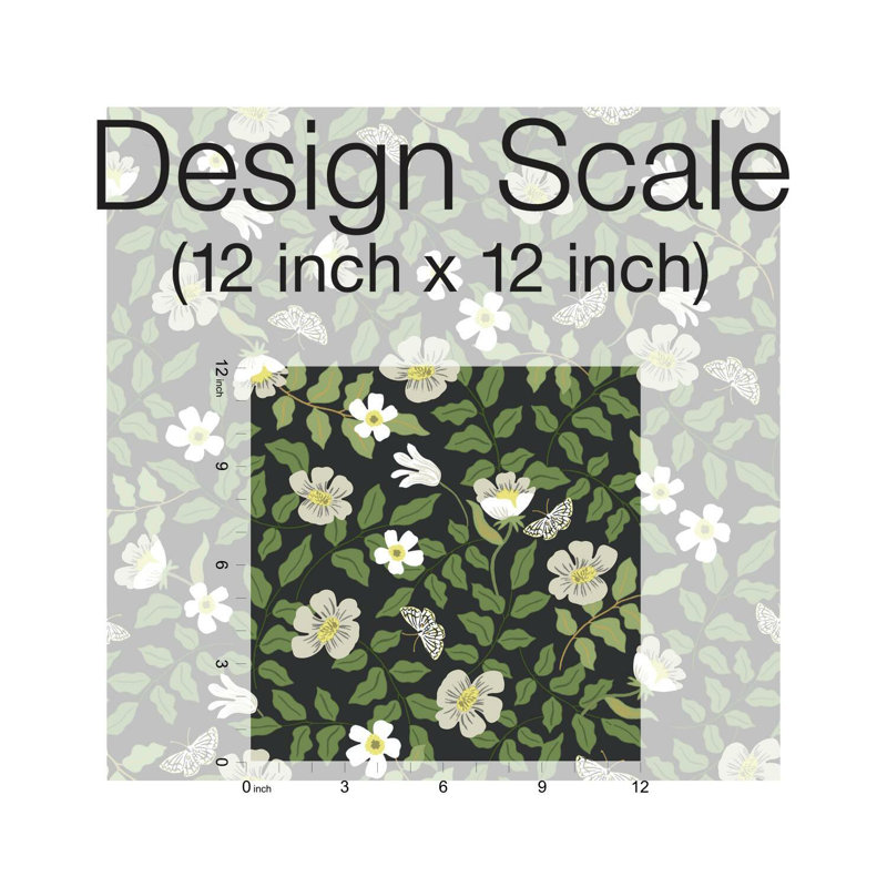 Primrose 20' L x 20.5" W Peel and Stick Wallpaper Roll, Off White/Black