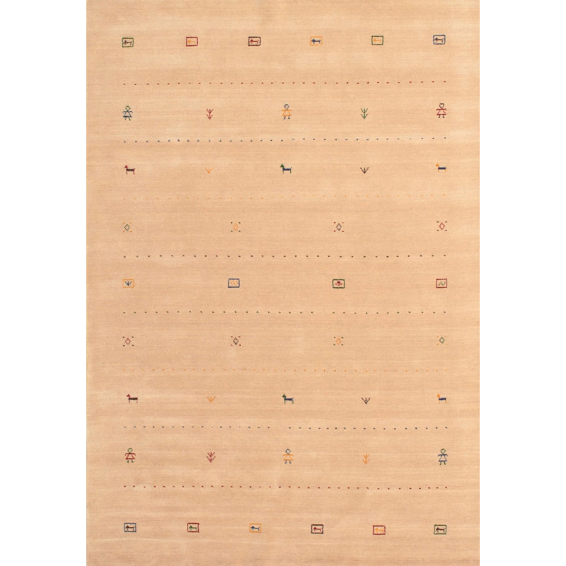 Tapis beige contemporain, Rectangle 5 pi x 7 pi