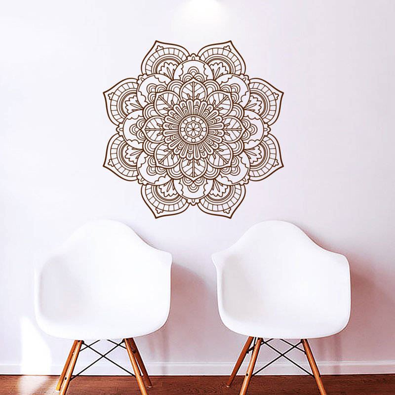 Adhésif décoratif mandala namaste boho yoga autocollants, Brun