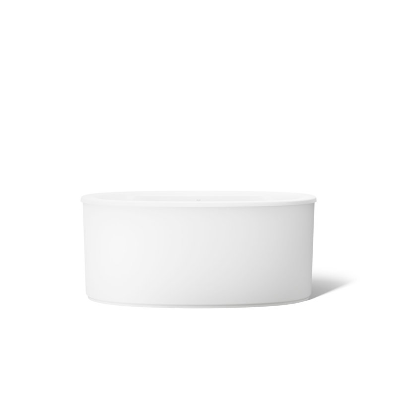 Sunstruck 60 In. x 34 In. Oval Freestanding Bath with Bask® Heated Surface and Straight Shroud, White