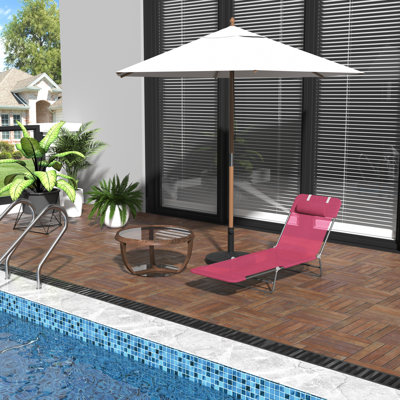 Chaise de plage pliante rose, avec siège en filet respirant et chaise longue de piscine réglable, pliable pour l'extérieur