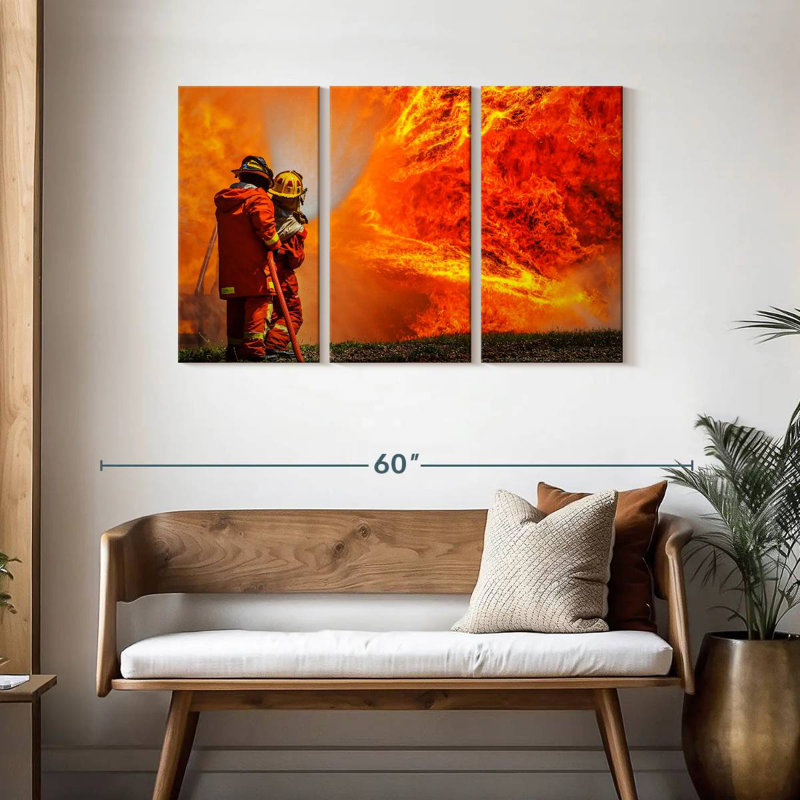 Lelar Blazing Fire Firefighters, 28" H x 45" W
