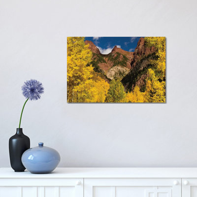Autumn Trees on Mountain, Maroon Bells, Maroon Creek Valley, Aspen, Pitkin County, Colorado, USA II 1 Piece Wrapped Canvas Wall Art