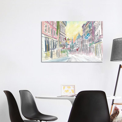 Montreal Quebec Historic Old Street Scene With Sunrise by Markus & Martina Bleichner - Wrapped Canvas Gallery-Wrapped Canvas Giclée
