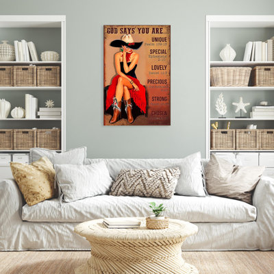 «Cowgirl God Says You Are», impression graphique sur toile, 1 pièce